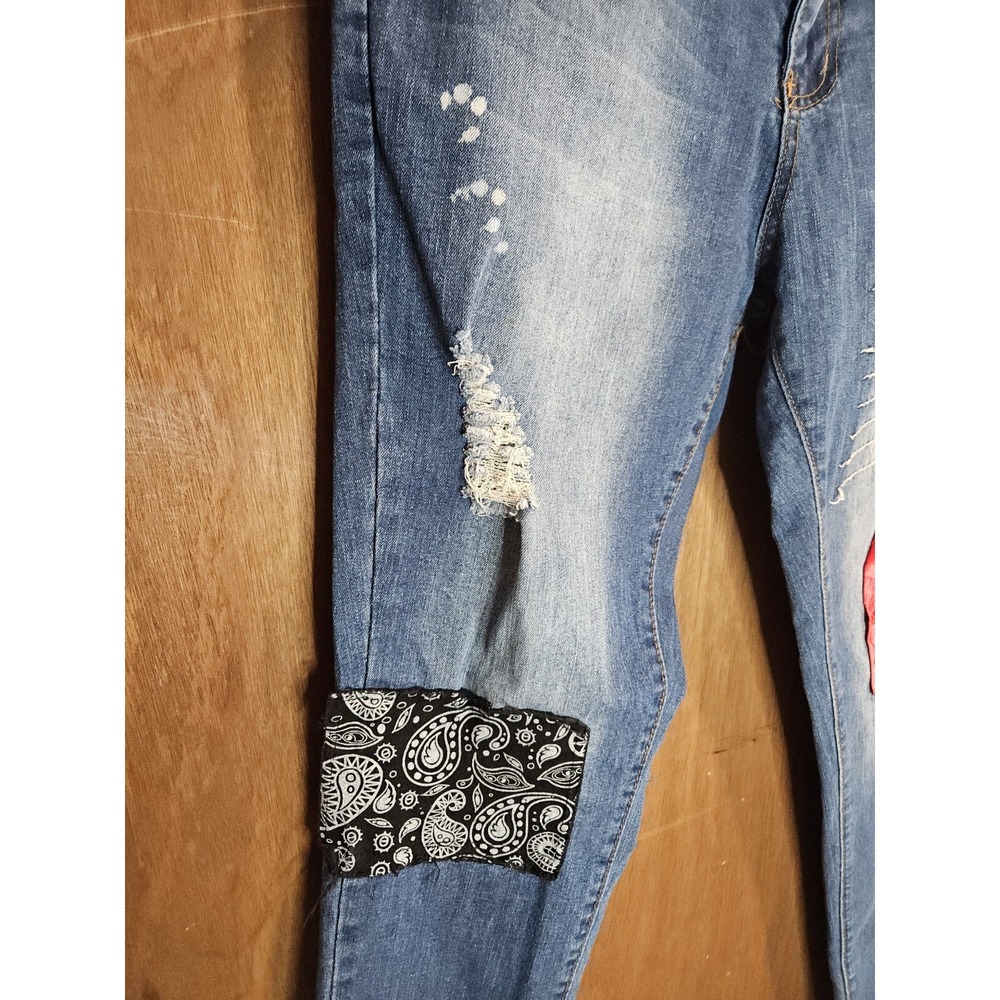 Tailored Recreation TR Premium Y2K Patched Distressed Skinny‎ Jeans 34X32 *EUC - Picture 2 of 16